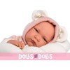 Llorens doll 42 cm - Newborn Crying Lala with braid cot