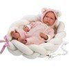 Llorens doll 42 cm - Newborn Crying Lala with braid cot