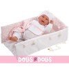 Llorens doll 42 cm - Newborn Mimi Smiles with pink changing mat