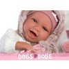Llorens doll 42 cm - Newborn Mimi Smiles with pink baby seat