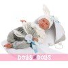 Llorens doll 44 cm - Newborn Crying Tino with gray changing mat