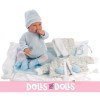 Llorens doll 44 cm - Newborn Crying Tino with blue blanket