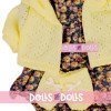 Clothes for Llorens dolls 42 cm - Flower printed outfit with yellow jacket and booties