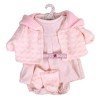 Clothes for Llorens dolls 42 cm - Strip and dots printed outfit with pink jacket and booties