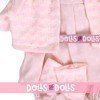 Clothes for Llorens dolls 42 cm - Strip and dots printed outfit with pink jacket and booties