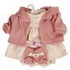 Clothes for Llorens dolls 42 cm - Beige printed outfit with pink jacket and booties