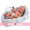 Complements for Así doll 36 to 46 cm - Light blue cachemir two-sided carrycot