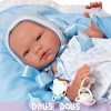 Así doll 43 cm - Pablo with light blue stars rompers with blanket.