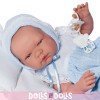 Así doll 43 cm - Pablo with light blue knitted rompers with pillow