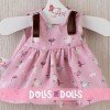Outfit for Así doll 20 cm - Pink background bird dress for Bomboncín doll