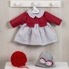 Outfit for Así doll 46 cm - Grey flower dress with red chest 