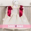 Outfit for Así doll 36 cm - Beige plumeti dress with maroon laces and hood for Sammy