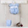 Outfit for Así doll 28 cm - White flowers printed light-blue romper with hood for Gordi