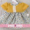 Outfit for Así doll 36 cm - Blue and mustard flower dress for Guille doll