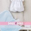 Outfit for Así doll 36 cm - Fur and plumeti light-blue sleeping bag with romper and hat for Koke