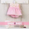 Outfit for Así doll 36 cm - Pink dress with beige embroided hood for Koke