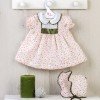 Outfit for Así doll 46 cm - Pink flowers printed romper and green details for Leo