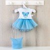 Outfit for Así doll 40 cm - Blue tulle skirt, butterfly shirt and blue hat for Sabrina doll