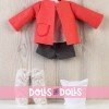 Outfit for Así doll 40 cm - Short, orange jacket, boots and hat for Sabrina doll