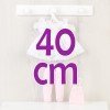 Outfit for Así doll 40 cm - White dress, leg warmers, cloth boots and pink bag for Sabrina doll