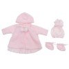 Outfit for Así doll 46 cm - Pink knitted dress with duffle coat, hat and booties for Leo