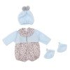 Outfit for Así doll 46 cm - Grey flowers rompers with light blue jacket, hat and booties for Leo