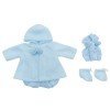 Outfit for Así doll 46 cm - Blue knitted romper  with duffle coat, hat and booties for Leo
