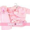 Clothes for Llorens dolls 35 cm - Pink outfit with hat, booties and blanket