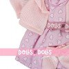 Clothes for Llorens dolls 33 cm - Hearts printed outfit with pink jacket and booties