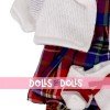 Clothes for Llorens dolls 33 cm - Squares printed outfit with white jacket and booties