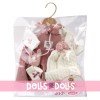 Clothes for Llorens dolls 42 cm - Pale pink swans dress with hat, bag and socks