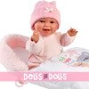 Llorens doll 38 cm - Chloe smiles with a pink sleeping bag