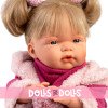 Llorens doll 38 cm - Crying Joelle with doll dress and fuchsia coat