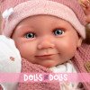 Llorens doll 40 cm - Nica Newborn with eared hat and brown cushion