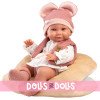 Llorens doll 40 cm - Nica Newborn with eared hat and brown cushion