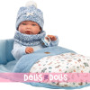 Llorens doll 40 cm - Nico Newborn with a blue sleeping bag