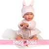 Llorens doll 42 cm - Newborn Abril crybaby with a white sleeping bag