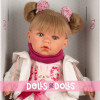 Llorens doll 42 cm - Crying Julia wearing a white outfit and a fuchsia scarf