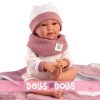 Llorens doll 42 cm - Newborn Mimi crybaby with fuchsia sachet