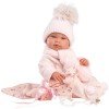 Llorens doll 43 cm - Newborn Tina with pink bambi blanket