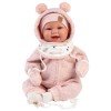  Llorens doll 44 cm - Newborn Tala smiles with pink teddy bear pajamas
