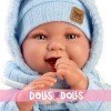  Llorens doll 44 cm - Newborn Talo smiles with blue teddy bear pajamas