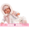 Llorens doll 44 cm - Newborn Crying Tina with pink hooded romper suit