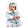 Llorens doll 44 cm - Newborn Crying Tino with blue hooded romper suit