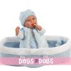 Llorens doll 40 cm - Newborn Crying Mimo with light blue carrycot
