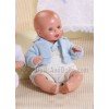 Mini J.B. Beige overalls and blue jacket.