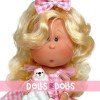 Nines d'Onil doll 30 cm - Mia ARTICULATED - blonde with pink plaid dress and pet