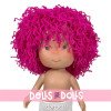 Nines d'Onil doll 30 cm - Pippa with fuchsia woolly hair - Without clothes