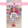 Paola Reina doll 32 cm - Las Amigas - Cleo Harlequin with pink hair Limited Series with additional dress