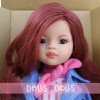 Paola Reina doll 32 cm - Las Amigas Funky - Roxana wearing a pink striped dress and denim jacket